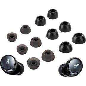 [6 Pairs] Space A40 【 Memory Foam & Silicone 】 Ear Tips, Soft Replacement Comfortable Earbuds Eartips Gel Compatible with Anker Soundcore Space A40 214512 Black