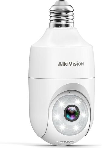 كاميرات مراقبة لمبة إضاءة 2K - كاميرات كشف الحركة 2.4 جيجا هرتز 360 درجة لأمن المنزل، رؤية ليلية كاملة الألوان، تتبع تلقائي، إنذار صفارة الإنذار، تسجيل 24/7 in Kuwait