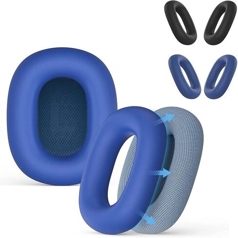 زوجان من أغطية وسائد الأذن لأجهزة AirPods Max، حافظة وسادة أذن من السيليكون AKWOR متوافقة مع وسائد سماعات AirPods Max، مقاومة للأوساخ والعرق وقابلة للغسل (أزرق وأسود) in Kuwait