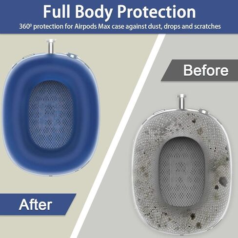 زوجان من أغطية وسائد الأذن لأجهزة AirPods Max، حافظة وسادة أذن من السيليكون AKWOR متوافقة مع وسائد سماعات AirPods Max، مقاومة للأوساخ والعرق وقابلة للغسل (أزرق وأسود) in Kuwait
