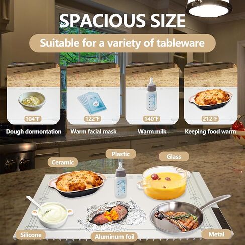 Electric Warming Tray Keep Food Warm, Versatile Food Warmer, Silicone Full Surface Heating, 8 Temperature Settings, Appointment Available and Timed, for Gatherings, Parties, Everyday Use in Saudi Arabia