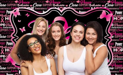 خلفية للتوعية بسرطان الثدي مقاس 7x5أقدام، شريط وردي، خلفية شهر للتوعية بالثدي للنساء، ديكورات حفلات التوعية بسرطان الثدي (84 × 60 بوصة) in Kuwait