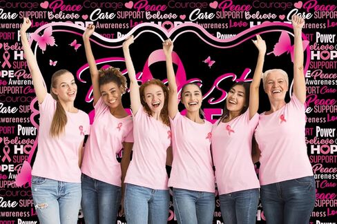 خلفية للتوعية بسرطان الثدي مقاس 7x5أقدام، شريط وردي، خلفية شهر للتوعية بالثدي للنساء، ديكورات حفلات التوعية بسرطان الثدي (84 × 60 بوصة) in Kuwait