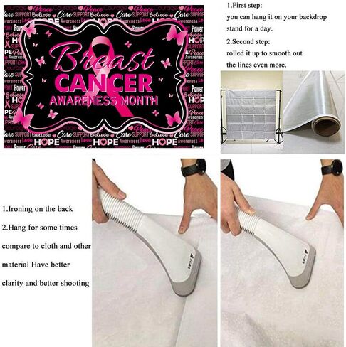 خلفية للتوعية بسرطان الثدي مقاس 7x5أقدام، شريط وردي، خلفية شهر للتوعية بالثدي للنساء، ديكورات حفلات التوعية بسرطان الثدي (84 × 60 بوصة) in Kuwait