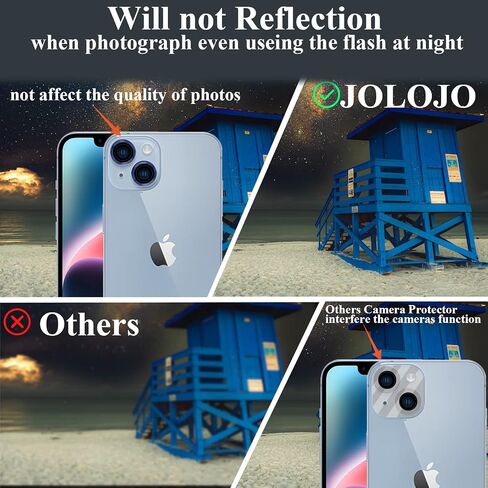 واقي شاشة من الزجاج المقسى لعدسة الكاميرا Bling متوافق مع iPhone 14 (6.1")/ iPhone 14 Plus (6.7")، [فائق الوضوح/رفيع] مقاوم للخدش/الكسر/الماء/الضباب - فضي ماسي in Saudi Arabia