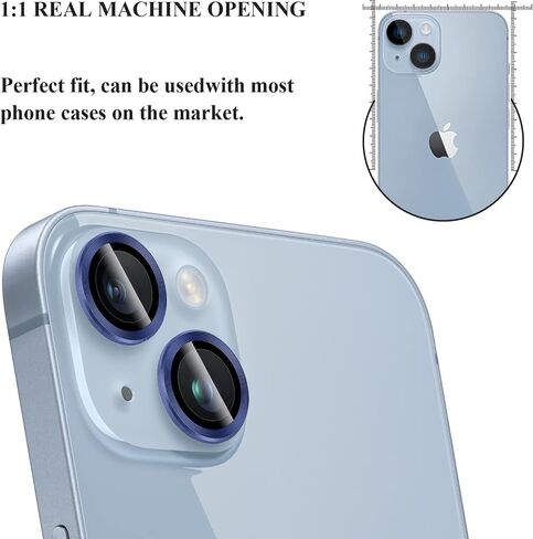 واقي شاشة من الزجاج المقسى لعدسة الكاميرا Bling متوافق مع iPhone 14 (6.1")/ iPhone 14 Plus (6.7")، [فائق الوضوح/رفيع] مقاوم للخدش/الكسر/الماء/الضباب - فضي ماسي in Saudi Arabia