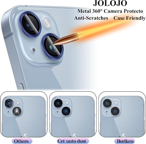 واقي شاشة من الزجاج المقسى لعدسة الكاميرا Bling متوافق مع iPhone 14 (6.1")/ iPhone 14 Plus (6.7")، [فائق الوضوح/رفيع] مقاوم للخدش/الكسر/الماء/الضباب - فضي ماسي in Saudi Arabia