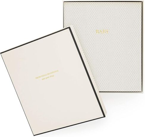 كتاب Sugar Paper Baby Book، غطاء قماش منقط صغير باللونين الأسود والكريمي، كتاب ذكريات موجه لالتقاط الصور والتذكارات من السنة الأولى لطفلك in Saudi Arabia
