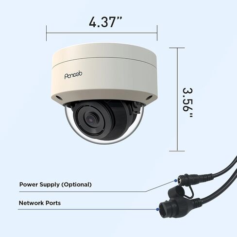 كاميرا PoE بدقة 5 ميجابكسل مع ميكروفون، كاميرا IP PoE للأمان على شكل قبة تخريبية خارجية H.265، كشف الإنسان بالذكاء الاصطناعي، رؤية ليلية بالأشعة تحت الحمراء بطول 100 قدم، عدسة 2.8 مم، مقاومة IP66 IK10، زاوية واسعة 110 درجة، PD54BA1-5M (ليست PTZ) in Kuwait