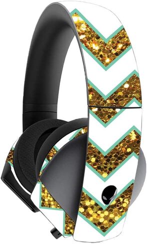 MightySkins Skin for Alienware 7.1 Gaming Headset - Teal Chevron | Protective, Durable, and Unique Vinyl Decal wrap Cover | Easy to Apply, Remove, and Change Styles | Made in The USA in Saudi Arabia