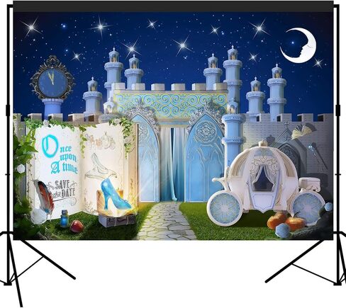 Fairytale Storybook Princess Castle Dreamy Night Party Backdrop Large Banner Decoration Dessert Table Photography Background Photobooth Prop 7x5 feet in Saudi Arabia