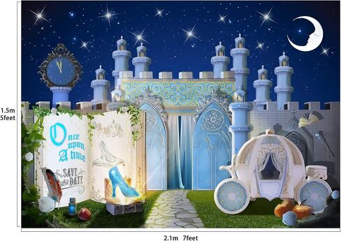 Fairytale Storybook Princess Castle Dreamy Night Party Backdrop Large Banner Decoration Dessert Table Photography Background Photobooth Prop 7x5 feet in Saudi Arabia