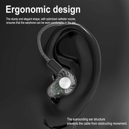 in Ear Monitor Headphones Dynamic Hybrid Dual Driver IEM Earphone HiFi Stereo Super Light in Ear Monitor with Detachable Cable for Musician Singers Drummers, Grey in Saudi Arabia