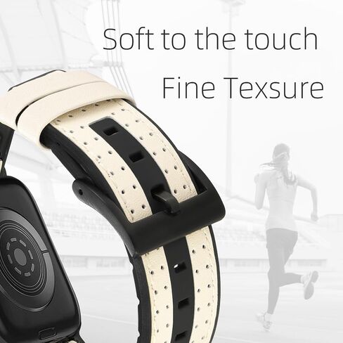 Band Compatible with Apple Watch Band 38mm 40mm 41mm 42mm 44mm 45mm 49mm,Top Leather Silicone Sports Band Wristband for iWatch Ultra SE Series 9/8/7/6/5/4/3/2/1 in Saudi Arabia