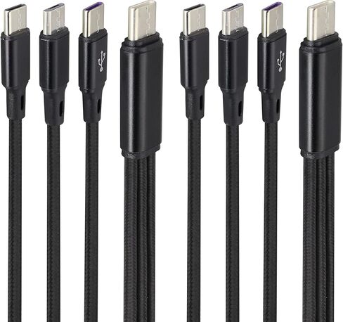 2Pack/20Cm Short 2.0 USB C Multi Charging Cable 5V 3 in 1 USB C Male to 3 Type-C Male Fast Charge Cord Compatible for Mobile/Android and USB Type-C Charging Devices(Black-3 Type C) in Kuwait