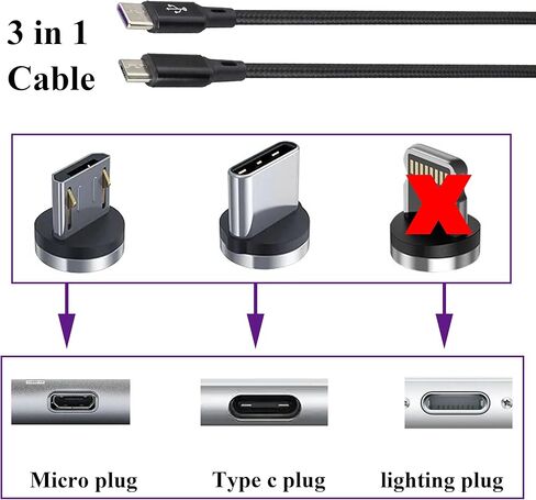 2Pack/20Cm Short 2.0 USB C Multi Charging Cable 5V 3 in 1 USB C Male to 3 Type-C Male Fast Charge Cord Compatible for Mobile/Android and USB Type-C Charging Devices(Black-3 Type C) in Kuwait