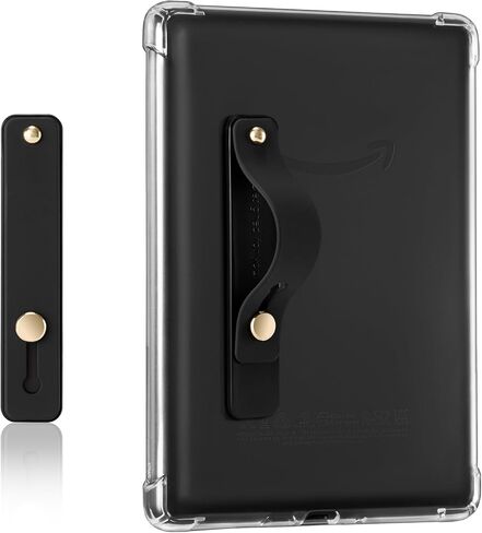 حامل حزام يد من CoBak لجهاز Kindle/Tablet - مصنوع من مادة TPU خفيفة الوزن مع عصا قوية، إحكام قابل للتعديل لجهاز Kindle/Kobo/Voyaga/Lenovo/Sony E-Book، أسود-3 in Kuwait