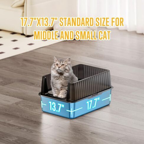 Stainless Steel Litter Box, Cat Litter Box with Lid for Medium-Sized Cats - 17.3"L x 13.3"W x 11.8"H, Kitten Litter Box - Easy to Clean, Leak-proof, Non-Stick, Odor-reducing, Metal Litter Box in Saudi Arabia