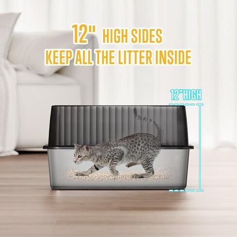 Stainless Steel Litter Box, Cat Litter Box with Lid for Medium-Sized Cats - 17.3"L x 13.3"W x 11.8"H, Kitten Litter Box - Easy to Clean, Leak-proof, Non-Stick, Odor-reducing, Metal Litter Box in Saudi Arabia