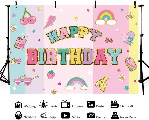 MEHOFOND 7x5ft Preppy عيد ميلاد سعيد خلفية التصحيح حفلة عيد ميلاد التصوير خلفية قوس قزح دعونا الطرف الحلو الفتيات عيد ميلاد ديكور ابتسامة الوجه Preppy حفلة عيد ميلاد راية كعكة سحق صور الدعائم in Saudi Arabia