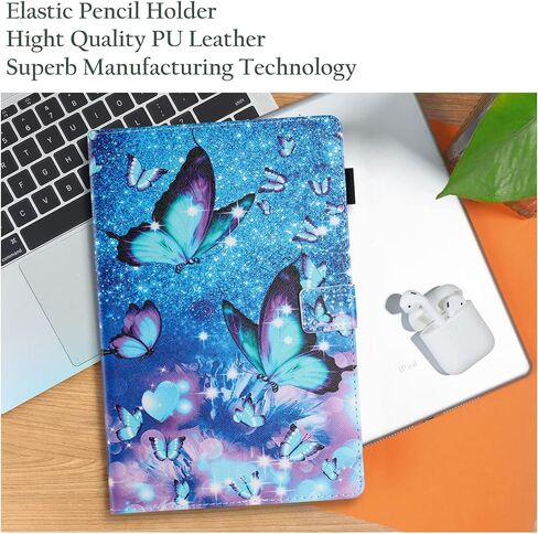 Fancity Case Fits Samsung Galaxy Tab A9+ 11 Inch 2023 Release (SM-X210/X216/X218), PU Leather Stand Cover with Pen Holder, Card Slot Smart Wake Sleep for Galaxy Tab A9 Plus Tablet, Blue Butterfly in Saudi Arabia