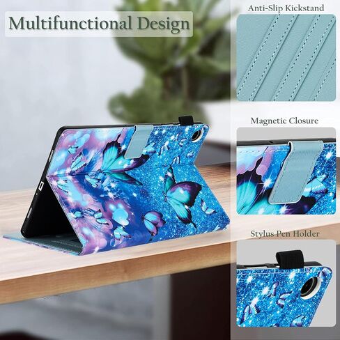 Fancity Case Fits Samsung Galaxy Tab A9+ 11 Inch 2023 Release (SM-X210/X216/X218), PU Leather Stand Cover with Pen Holder, Card Slot Smart Wake Sleep for Galaxy Tab A9 Plus Tablet, Blue Butterfly in Saudi Arabia
