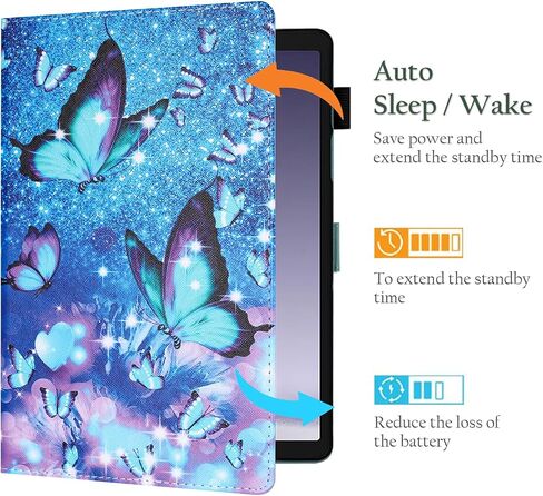 Fancity Case Fits Samsung Galaxy Tab A9+ 11 Inch 2023 Release (SM-X210/X216/X218), PU Leather Stand Cover with Pen Holder, Card Slot Smart Wake Sleep for Galaxy Tab A9 Plus Tablet, Blue Butterfly in Saudi Arabia
