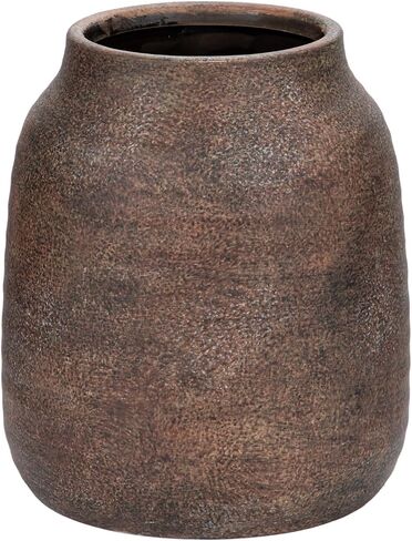 Briful 9.6in Large Rustic Brown Ceramic Vase,Vintage Farmhouse Flowers Vase,Shabby Terra Cotta Vase, Antique Pottery Decorative Pampas Vase for Home Office Table Shelf Mantel Porch Decorations in Saudi Arabia