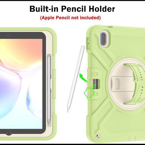 Callyue for iPad 10th Generation Case, iPad 10th Gen 2022 10.9 inch Case, iPad Tablet Protective Cover, Heavy Duty Shockproof, Swivel Stand, Pencil Holder, Green in Kuwait
