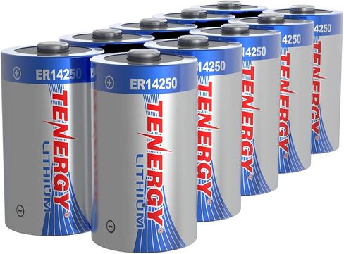 Tenergy High Capacity 3.6V 1/2 AA Lithium Battery, 1200mAh ER14250 Non-Rechargeable Batteries for Alarm Systems, Home Security Sensors, Smart Dog Collars, Utility Meters, UL Certified, 10 Pack in Saudi Arabia