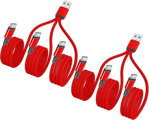 4FT USB A to Multi 3 Type C Splitter Cable, 3 in 1 Multi Charging Cable Nylon Cord, USB A to 3 USB C Port Compatible with Apple i-Phone 15,iPad Pro/Air,Sam-Sung S24 S23,Moto,Google Pixel 8,LG in Saudi Arabia