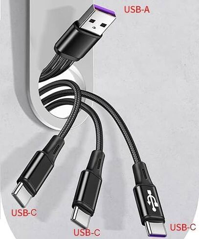 4FT USB A to Multi 3 Type C Splitter Cable, 3 in 1 Multi Charging Cable Nylon Cord, USB A to 3 USB C Port Compatible with Apple i-Phone 15,iPad Pro/Air,Sam-Sung S24 S23,Moto,Google Pixel 8,LG in Saudi Arabia