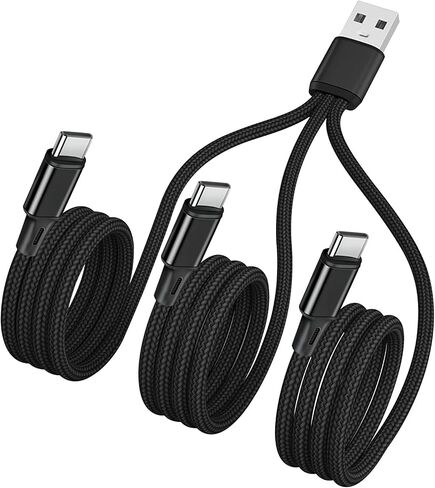 4FT USB A to Multi 3 Type C Splitter Cable, 3 in 1 Multi Charging Cable Nylon Cord, USB A to 3 USB C Port Compatible with Apple i-Phone 15,iPad Pro/Air,Sam-Sung S24 S23,Moto,Google Pixel 8,LG in Saudi Arabia