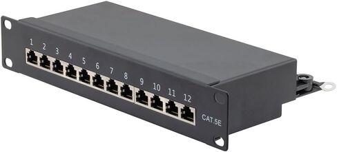NavePoint 10 Inch Wide 12-Port CAT5E STP Patch Panel, 1U, Black in Saudi Arabia