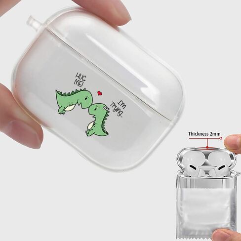 غطاء حافظة شفاف لجهاز AirPod Pro/سلسلة مفاتيح على شكل ديناصور زوجين عاشقين، غطاء سماعة أذن لاسلكي ناعم وشفاف، ناعم ومضاد للغبار، غطاء حماية لطيف لهاتف AirPods Pro in Saudi Arabia