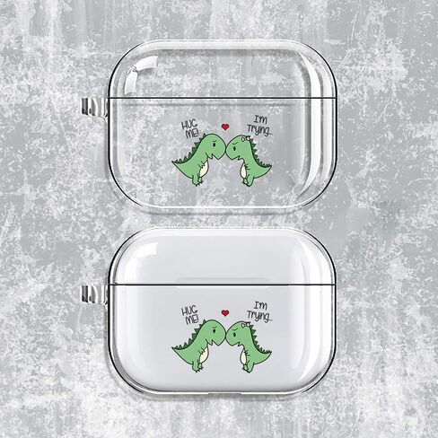 غطاء حافظة شفاف لجهاز AirPod Pro/سلسلة مفاتيح على شكل ديناصور زوجين عاشقين، غطاء سماعة أذن لاسلكي ناعم وشفاف، ناعم ومضاد للغبار، غطاء حماية لطيف لهاتف AirPods Pro in Saudi Arabia