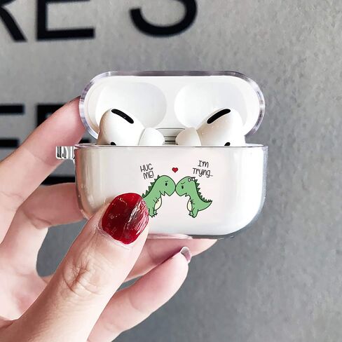 غطاء حافظة شفاف لجهاز AirPod Pro/سلسلة مفاتيح على شكل ديناصور زوجين عاشقين، غطاء سماعة أذن لاسلكي ناعم وشفاف، ناعم ومضاد للغبار، غطاء حماية لطيف لهاتف AirPods Pro in Saudi Arabia