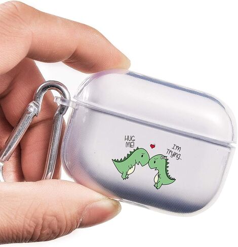 غطاء حافظة شفاف لجهاز AirPod Pro/سلسلة مفاتيح على شكل ديناصور زوجين عاشقين، غطاء سماعة أذن لاسلكي ناعم وشفاف، ناعم ومضاد للغبار، غطاء حماية لطيف لهاتف AirPods Pro in Saudi Arabia