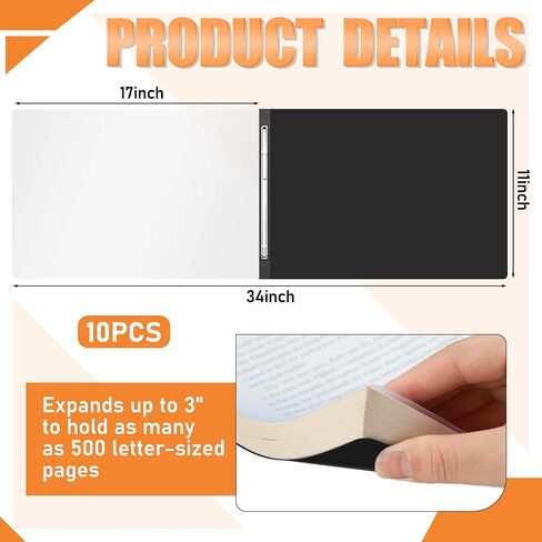 Zhanmai 10 Pcs 11x17 Inch Clear Front Report Covers, Plastic Presentation Folders with Prong Paper Fastener, Clear Folders for Documents, Presentation Binder, Transcripts and Proposals(Blue) in Saudi Arabia