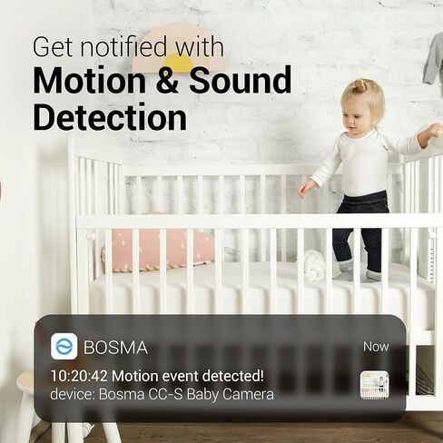 جهاز مراقبة الأطفال BOSMA CapsuleCam-S، كاميرا أمان داخلية مع تطبيق الهاتف، كاميرا واي فاي عالية الدقة 1080 بكسل مع صوت ثنائي الاتجاه، زاوية واسعة للغاية 138 درجة، رؤية ليلية، كشف الحركة والصوت، تخزين محلي مجاني in Saudi Arabia