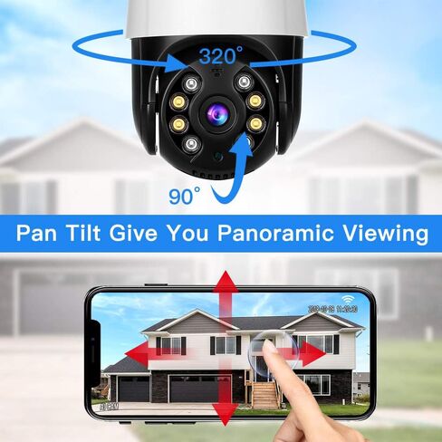 كاميرا مراقبة EVERSECU خارجية PTZ، 5.0 ميجابكسل منزلية 2.4 جيجا هرتز واي فاي IP كاميرا مراقبة، اتجاهين للكشف عن الحركة الصوتية للرؤية الليلية كاميرا CCTV خارجية تدعم بطاقة SD والتخزين السحابي in Kuwait