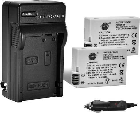 استبدال DSTE لبطارية LP-E8 LPE8 2X + محول شاحن سيارة DC99 للسفر متوافق مع كاميرا Canon EOS 550D 600D 650D 700D Kiss Digital X4 X5 X6i X7i Rebel T2i T3i T4i T5i in Saudi Arabia