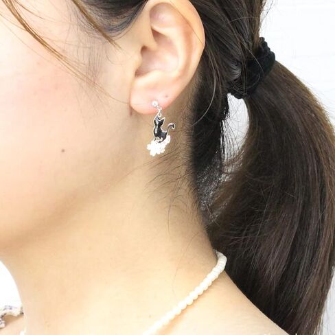 Earrings women Titanium Post Cat Cherry Blossom Epo Enamel Resin Accessories Made in Japan acc20 in Saudi Arabia
