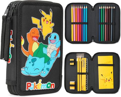 Pokemon Pencil Case for Boys, Pikachu Filled Pencil Case Stationery Set in Saudi Arabia