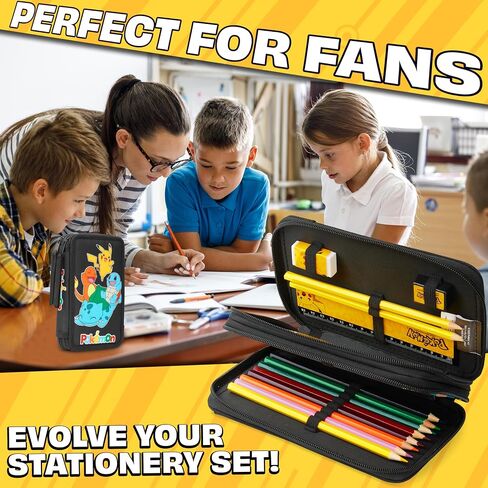Pokemon Pencil Case for Boys, Pikachu Filled Pencil Case Stationery Set in Saudi Arabia
