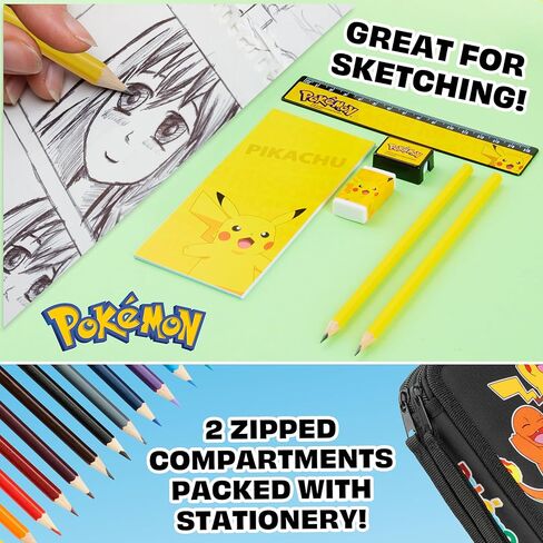 Pokemon Pencil Case for Boys, Pikachu Filled Pencil Case Stationery Set in Saudi Arabia