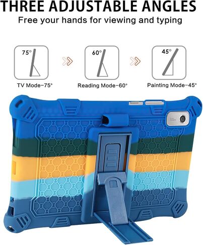 GUAGUA متوافق مع حافظة Lenovo Tab M9 مقاس 9.0 بوصة 2023(TB-310FU) حامل قابل للتعديل مناسب للأطفال مصنوع من السيليكون الناعم المقاوم للصدمات ومضاد للخدش لجهاز Lenovo Tab M9 HD، قوس قزح أزرق داكن in Kuwait