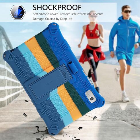 GUAGUA متوافق مع حافظة Lenovo Tab M9 مقاس 9.0 بوصة 2023(TB-310FU) حامل قابل للتعديل مناسب للأطفال مصنوع من السيليكون الناعم المقاوم للصدمات ومضاد للخدش لجهاز Lenovo Tab M9 HD، قوس قزح أزرق داكن in Kuwait