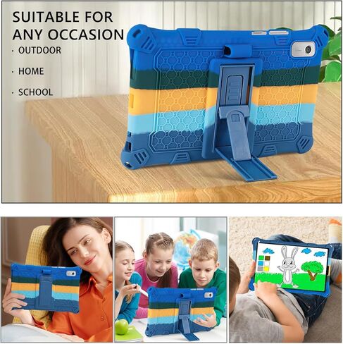 GUAGUA متوافق مع حافظة Lenovo Tab M9 مقاس 9.0 بوصة 2023(TB-310FU) حامل قابل للتعديل مناسب للأطفال مصنوع من السيليكون الناعم المقاوم للصدمات ومضاد للخدش لجهاز Lenovo Tab M9 HD، قوس قزح أزرق داكن in Kuwait