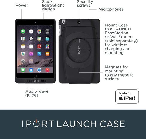 حافظة IPORT LAUNCH (LaunchPort) - حافظة iPad للشحن اللاسلكي - متوافقة مع iPad 10.2 الجيل التاسع وiPad 10.2 الجيل الثامن - أبيض in Kuwait